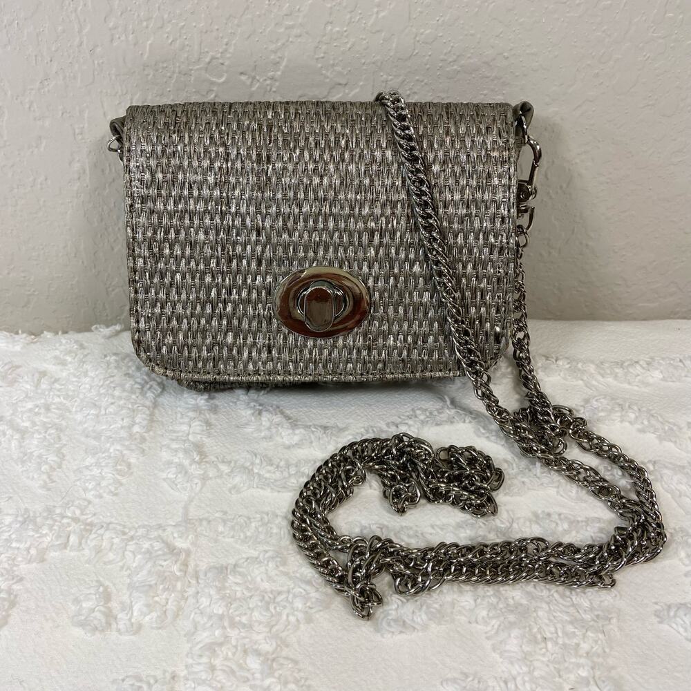 SHIRALEAH Mini Crossbody Bag Silver Evening Streetwear Punk Edgy Biker Goth
